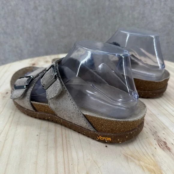 Dansko Cork Footbed Slide Sandals 8.5 Vibram Suede Double Strap Buckle Comfort - Picture 4 of 12